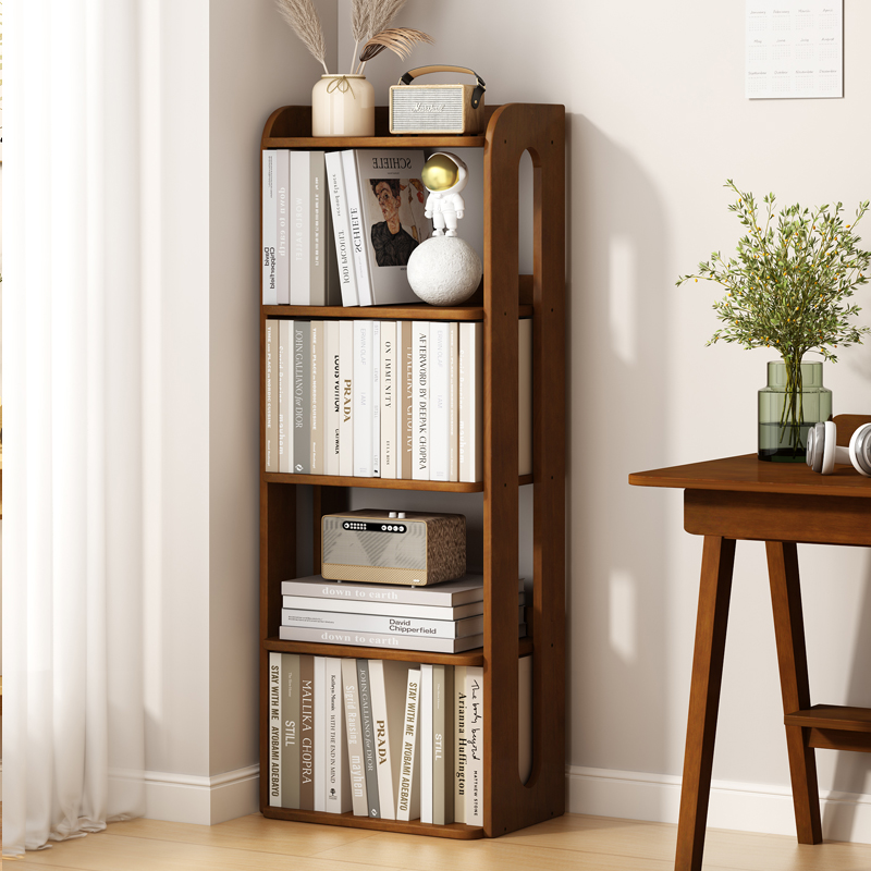 实木落地多层角落书架小空间简易书柜绘本书籍Q夹缝收纳柜置物架