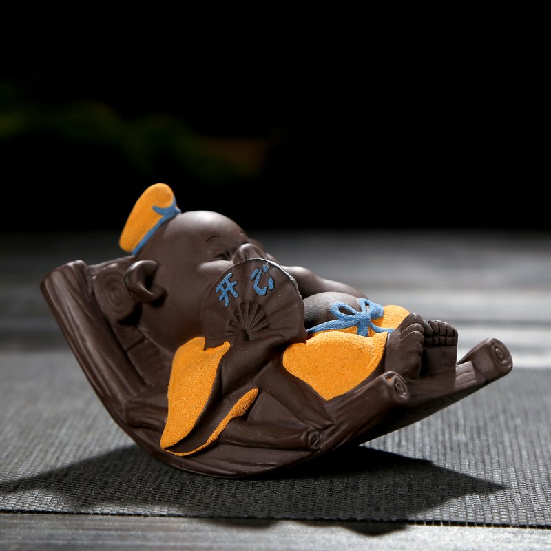 茶宠可养摇摇椅开心猪精品创意紫砂纯手J工个性宝偶茶具配件摆设