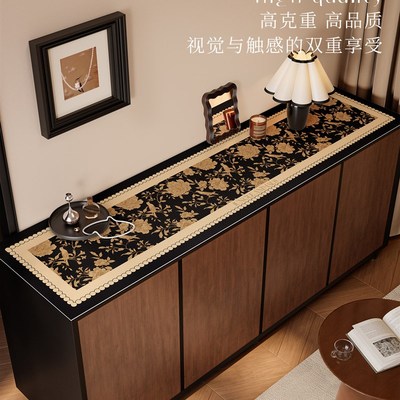 中古风餐边柜保护垫轻奢高级感桌布防水防油皮革桌垫电视柜台面垫