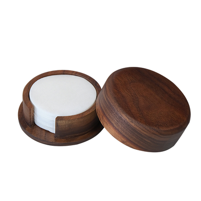 意式咖啡萃取过滤纸收纳盒胡桃木w实木防尘收纳底座58/53/51mm通