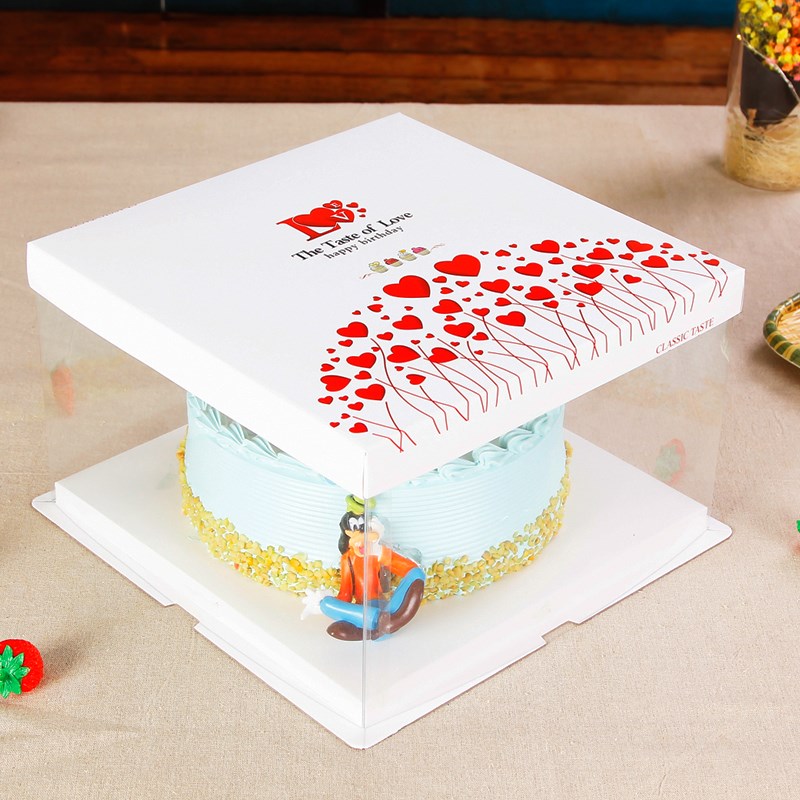 8寸12a寸14寸方形透明蛋糕盒白蓝色塑料生日蛋糕盒子单层加高双层