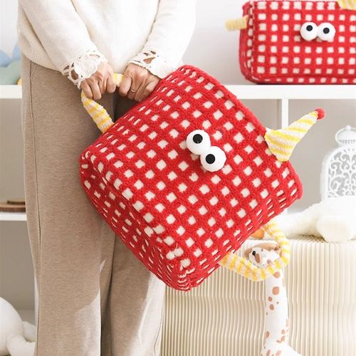 卡通小怪兽收纳筐萌萌大眼睛大容量零食衣物杂物玩具整理箱置物盒