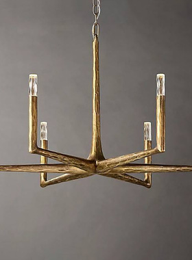 RH出口北美THADDEUS吊灯全铜美式复古轻奢后现代客厅餐厅水晶灯具