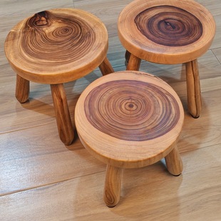 香樟实木小凳子家用客厅小板凳老式换鞋凳小矮凳儿童小木凳方凳圆