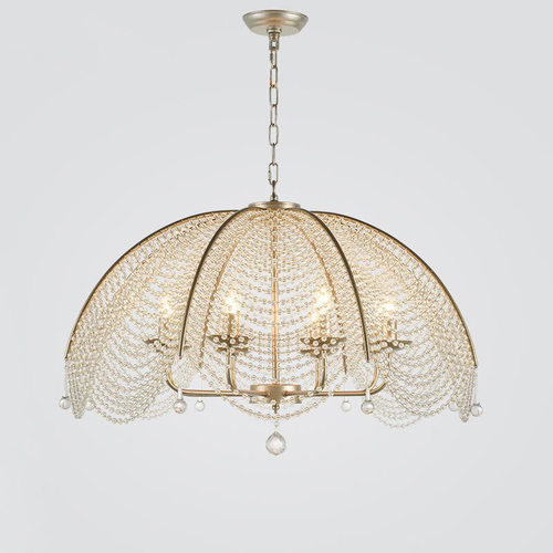 客厅水晶吊灯餐厅卧室灯具复古银法式创意艺术雨伞灯美式乡村吊灯