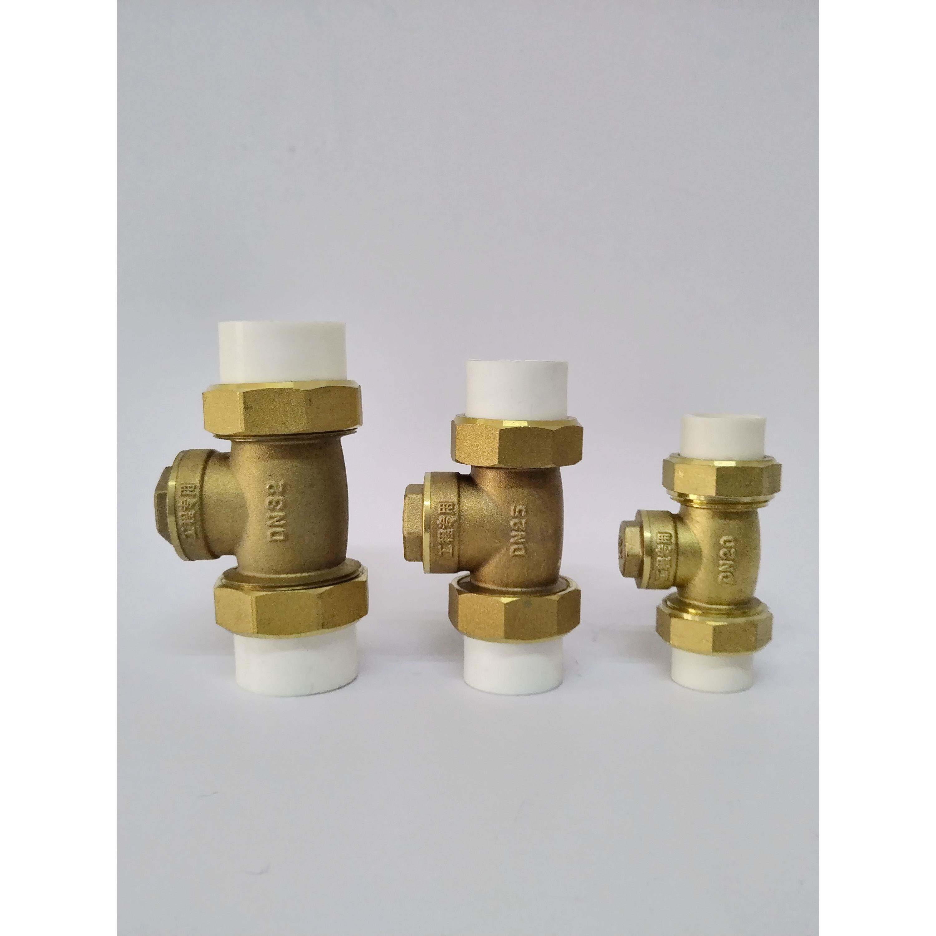 ppr双活接止回阀1寸卧式单向阀25热熔逆止阀黄铜立式改装水管配件