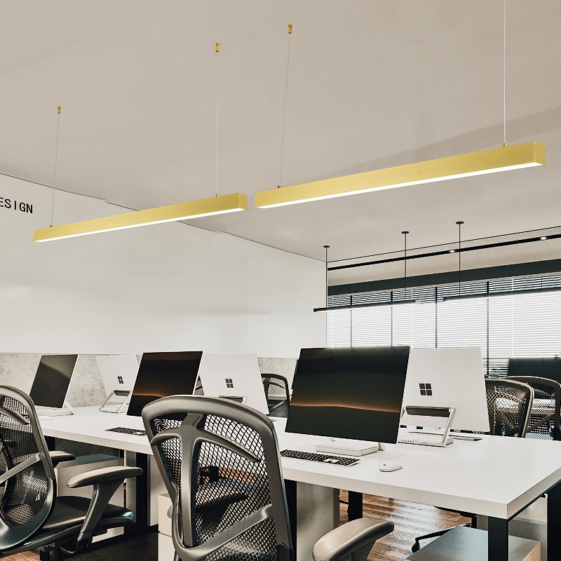 现代办公室LED长条灯简约餐厅A吊灯一字客厅吧台创意条形办公灯具