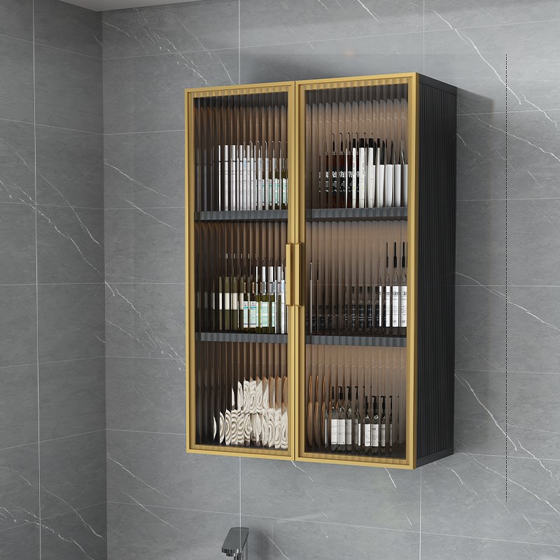 卫生间置物架壁挂式免打孔202z4新款浴室用品收纳储物柜太空铝定