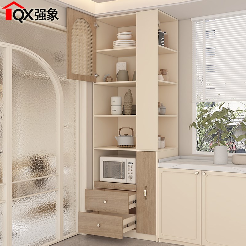 奶油中古风夹缝转角柜电器置物厨房储E物柜高柜餐边柜一体靠墙G33