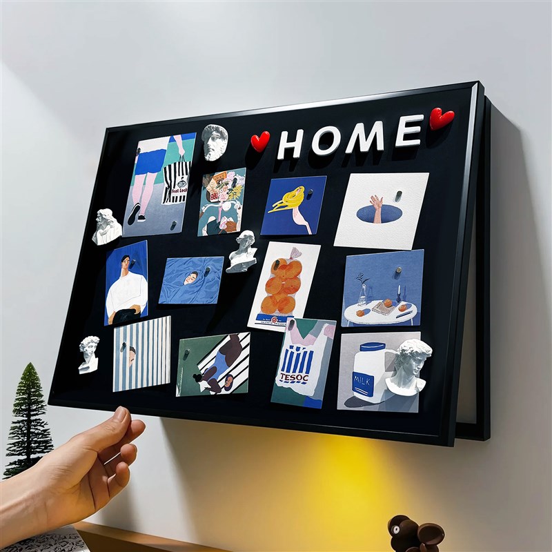 电表箱装饰画竖版磁吸黑板tins风遮丑饭厅现代简约蓝色玄关柜挂画