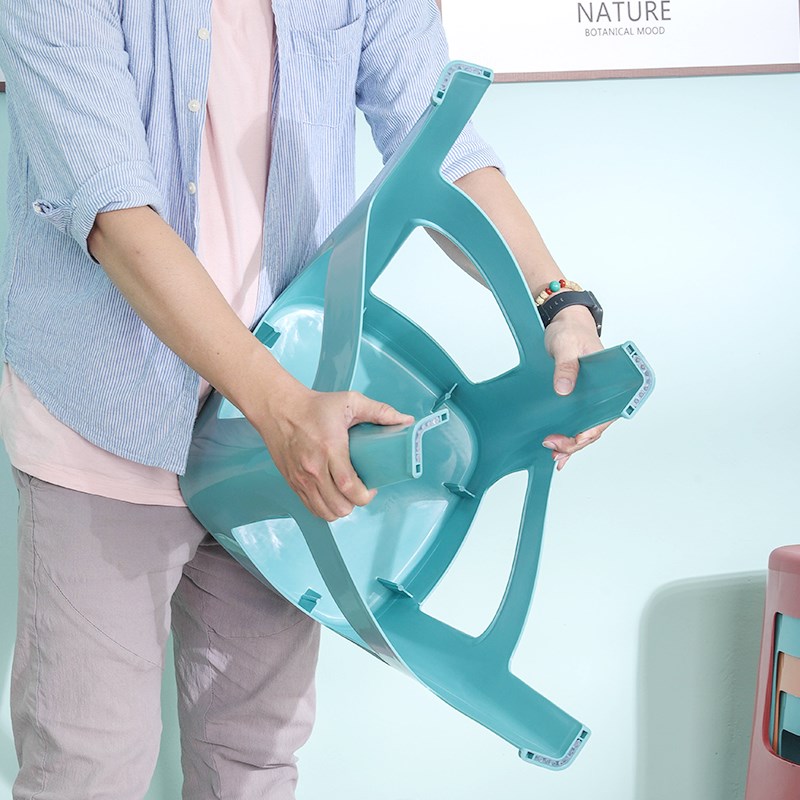 新款加厚塑料凳子家用客厅高凳子可叠放椅子结实耐用Y大号红方椅