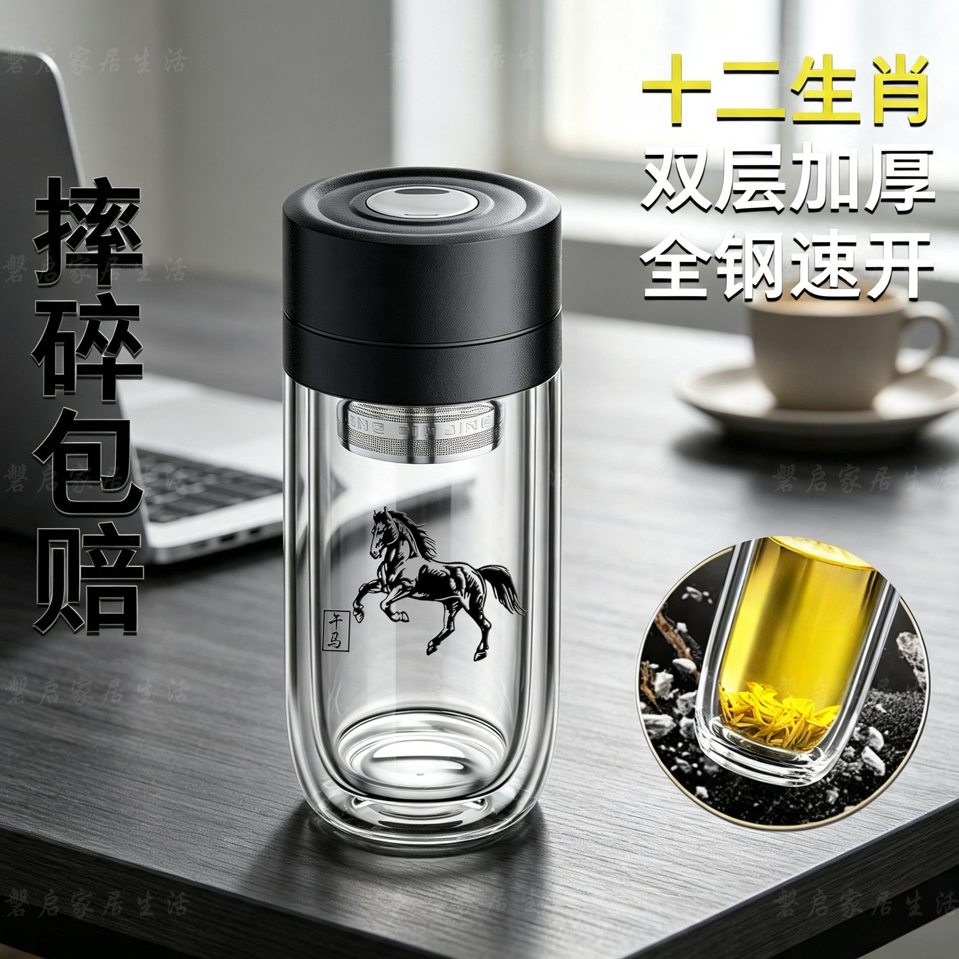 升级速开黑武士鹅蛋玻璃杯生肖款