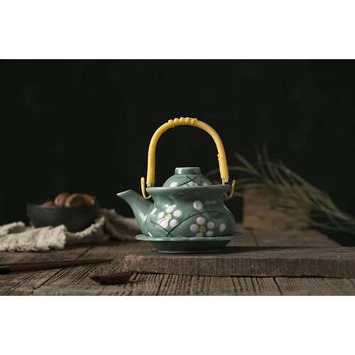 日式土瓶蒸海鲜汤壶水壶小茶壶日韩复古提梁日韩料理餐具松茸汤壶