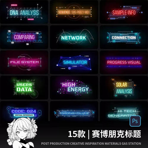 赛博朋克风科技未来科幻文字标题特效PSD海报设计素材图PS模板