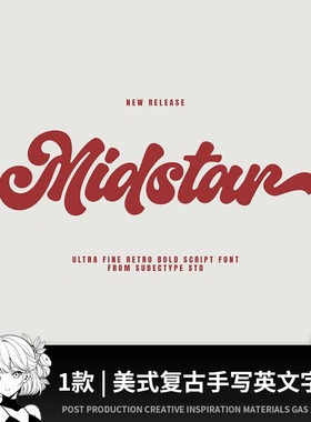 1款复古美式趣味排版设计经典粗体手写英文字体安装包psAI字体库