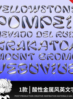 免费可商用酸性金属风英文字体ps/procreate海报设计师艺术素材