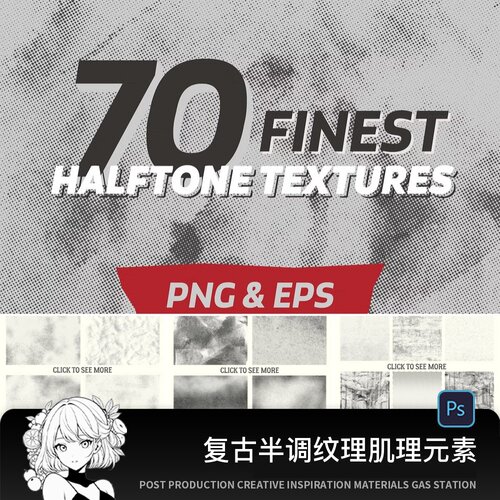 复古半调做旧纹理肌理质感点状背景PNG免扣AI矢量设计素材PS元素
