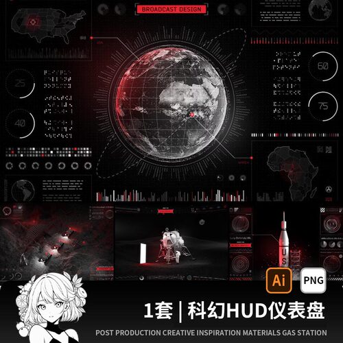 科技未来科幻HUD仪表盘界面数据分析UI图形AI矢量PSD设计素材PNG