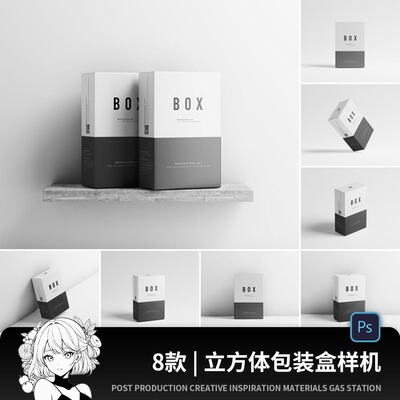 国外高级真实质感多角度矩形正方形立方体包装盒子MOCKUP样机素材