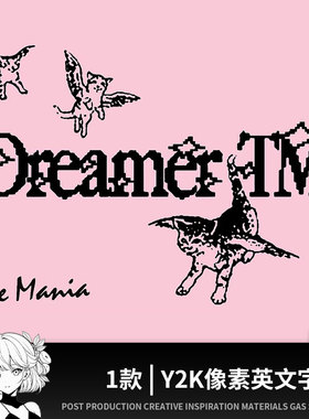 Y2K像素衬线ps procreate英文字体包ae视频剪辑文字素材
