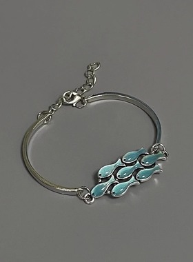 蓝色小鱼半镯拼接手链