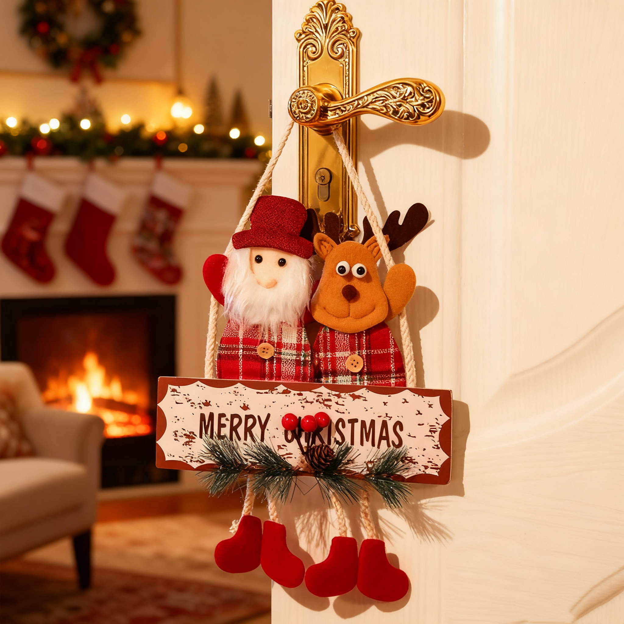 圣诞老人麋鹿挂件氛围感布置