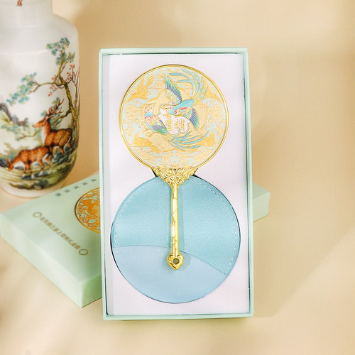 喜上眉梢文创镜子国风金属随身镜古风折叠镜手持化妆镜纪念品礼物