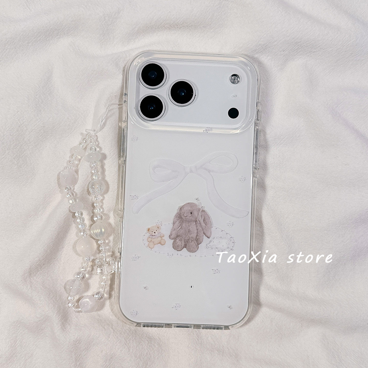 简约韩系少女心兔子适用苹果17手机壳iphone17promax保护套16Pro硅胶15/14高级感13新款全包防摔带链条女款软