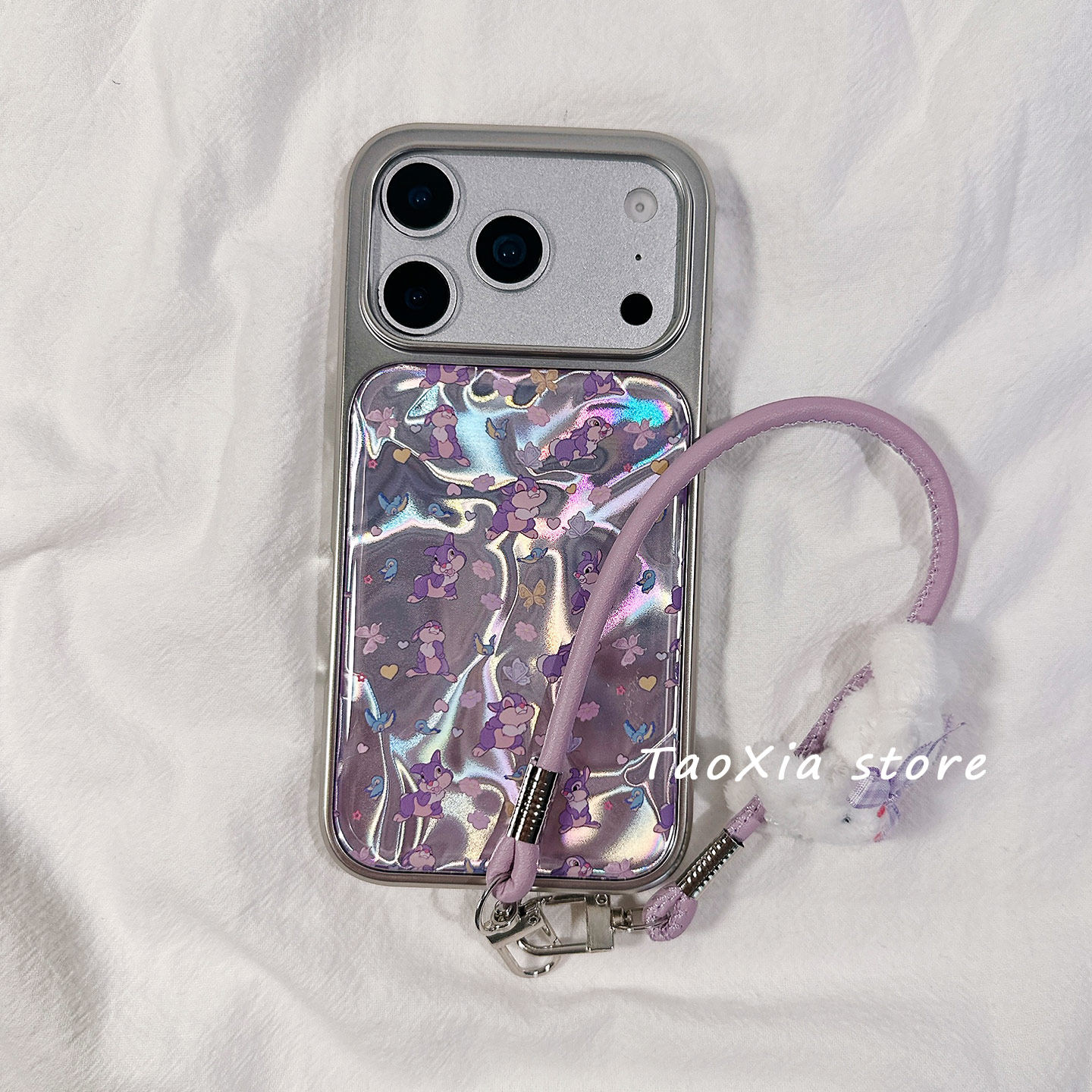 ins少女心紫色可爱桑普兔适用苹果17手机壳iphone17promax保护套16硅胶15/14高级感13新款全包防摔腕带女款硬
