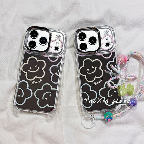适用于iPhone简约花朵镜面手机壳