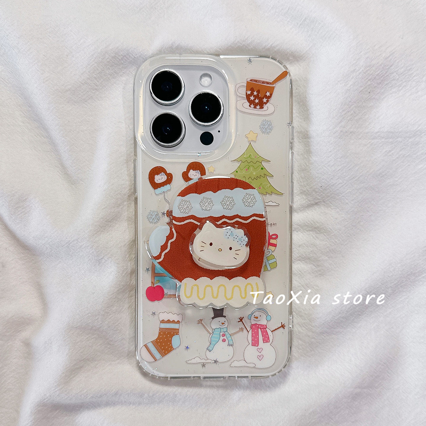 秋冬雪花手套kt猫姜饼人适用苹果17手机壳iphone17promax保护套16Pro硅胶15/14高级感13新款全包防摔壳女款软,3C数码配件,手机保护套/壳,淘宝优惠券,粉丝福利购,淘宝优惠卷