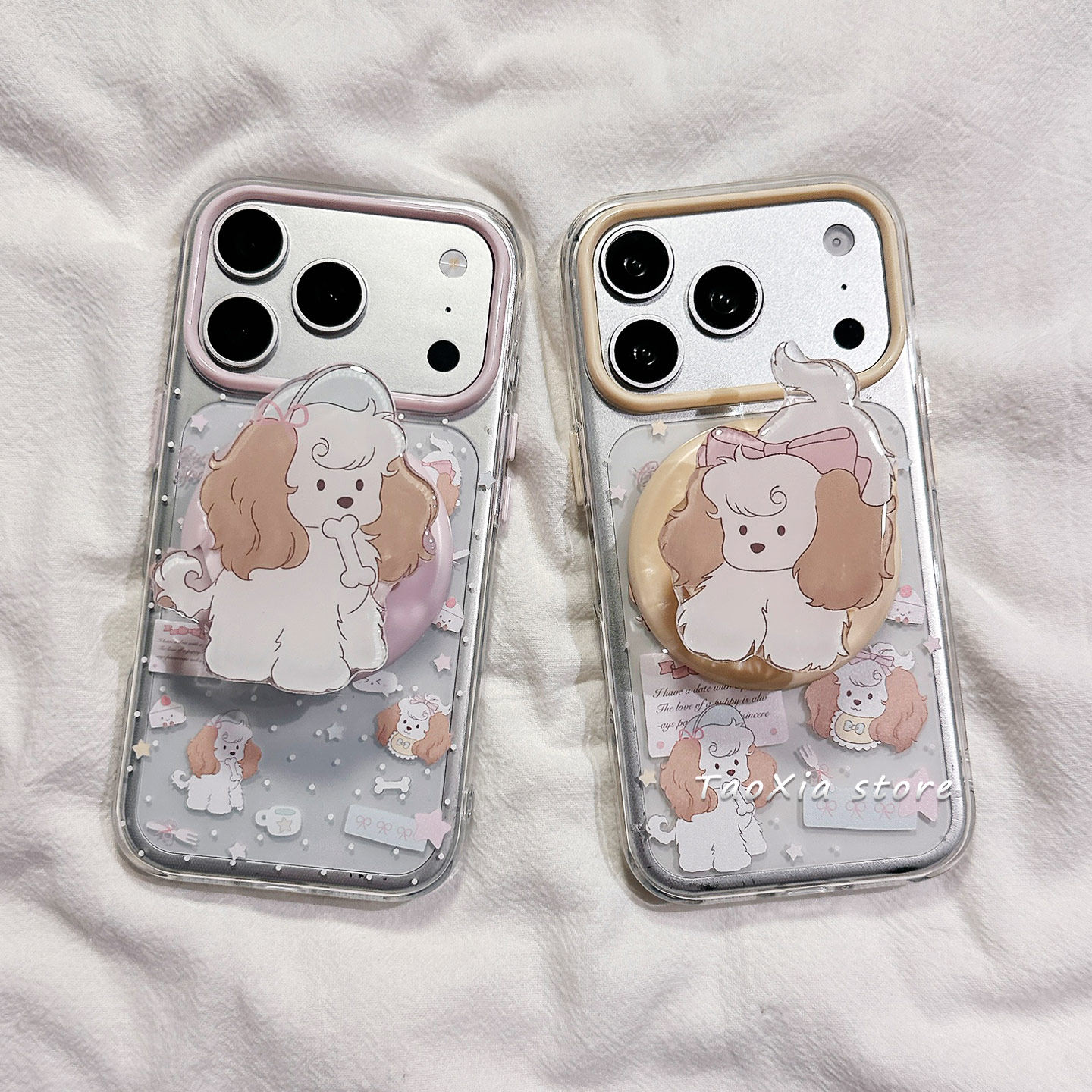 ins韩风简约透明小狗适用苹果17手机壳iPhone17Promax新款16高级感15保护套14硅胶防摔13全包带磁吸支架女软p