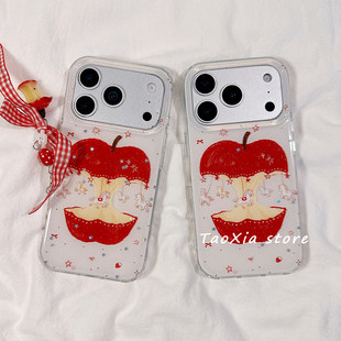 少女心旋转木马苹果适用苹果17手机壳iphone17promax保护套16Pro硅胶15/14高级感13新款全包防摔带挂件女款软