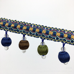 包丝木珠 窗帘花边幔头边水晶珠子花边 DIY装饰配件辅料 厂家直销