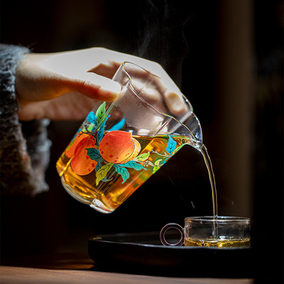 福满仙桃海棠公杯家用高档公道杯匀杯加厚高硼硅玻璃大号茶海