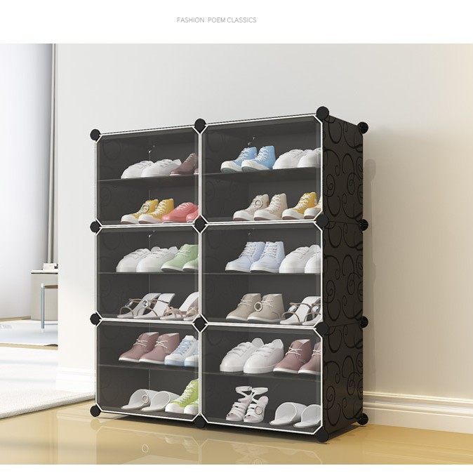 置物架现代简易组合收纳客厅书架书柜储物整理架塑料折叠鞋柜