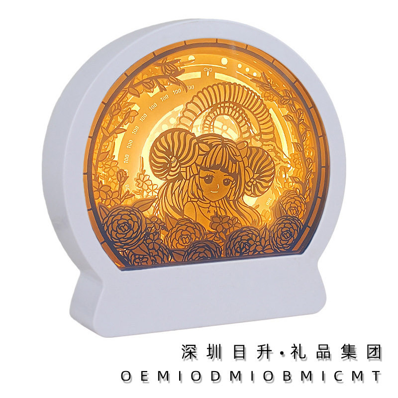 网红礼物十二星座创意光影纸雕夜灯3d光影卧室装饰摆件小台灯夜灯