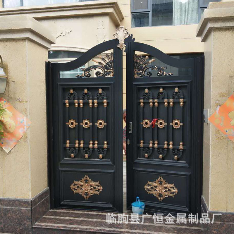 批发铝艺大门别墅庭院对开门乡村院子欧式门铝合金小区平移电动门