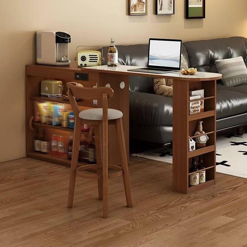 隔断储物新款玻璃吧台桌家用一体餐边柜客厅岛台餐桌小户型可伸缩