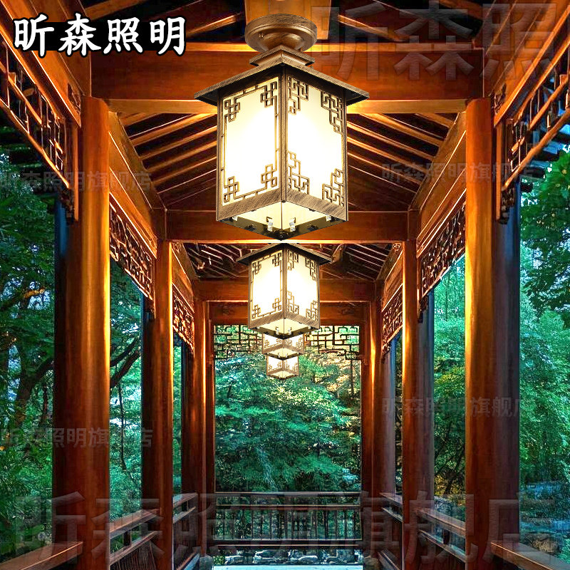 ?户外防水吊灯庭院灯室外凉亭屋檐走廊大门花园别墅阳台新中式灯