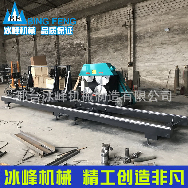 木工推台锯直线导轨圆木开板锯电动行走电动打尺四轴带锯机