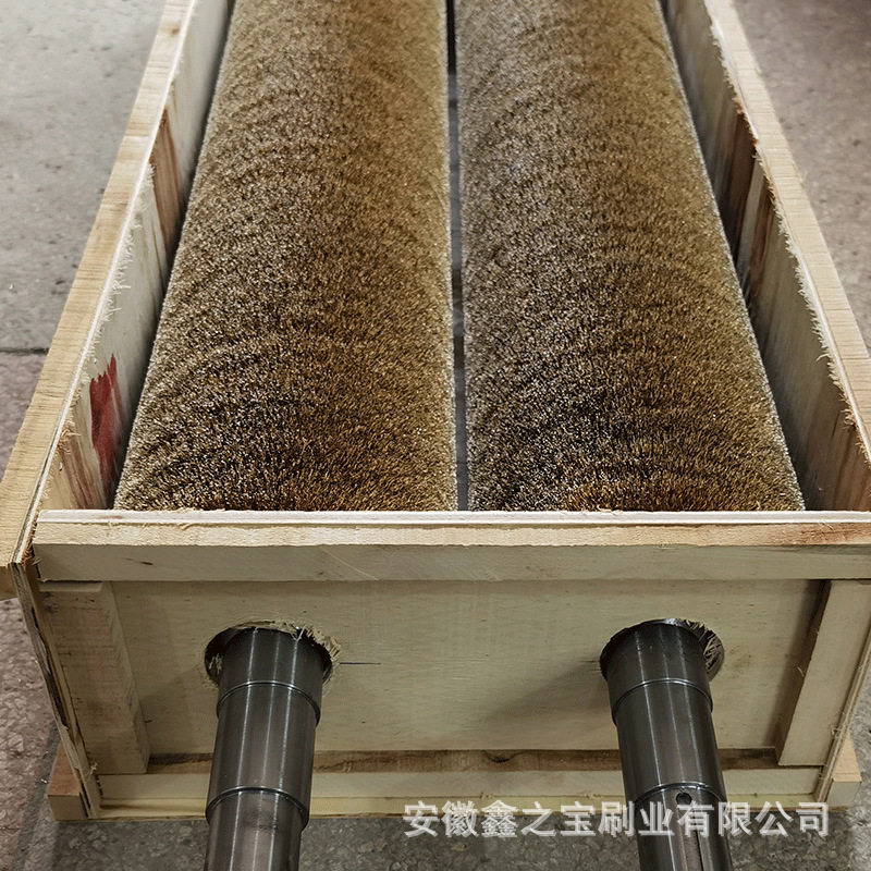 厂家供应工业带轴钢丝毛刷辊 除锈钢抛光丝刷辊 金属打磨钢丝辊