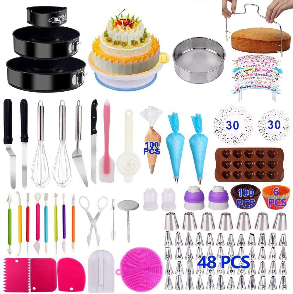 366件套蛋糕转台蛋糕装饰烘焙工具套装 裱花嘴翻糖组合