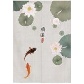 中式 饰布帘厨房入户玄关隔断帘 门帘挂帘家用卧室中国风厕所半帘装