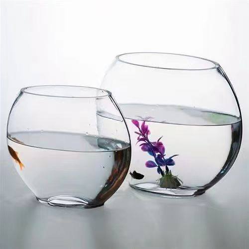 创意扁口玻璃鱼缸椭圆形超白透明玻璃金鱼缸迷你水族箱小中型桌面