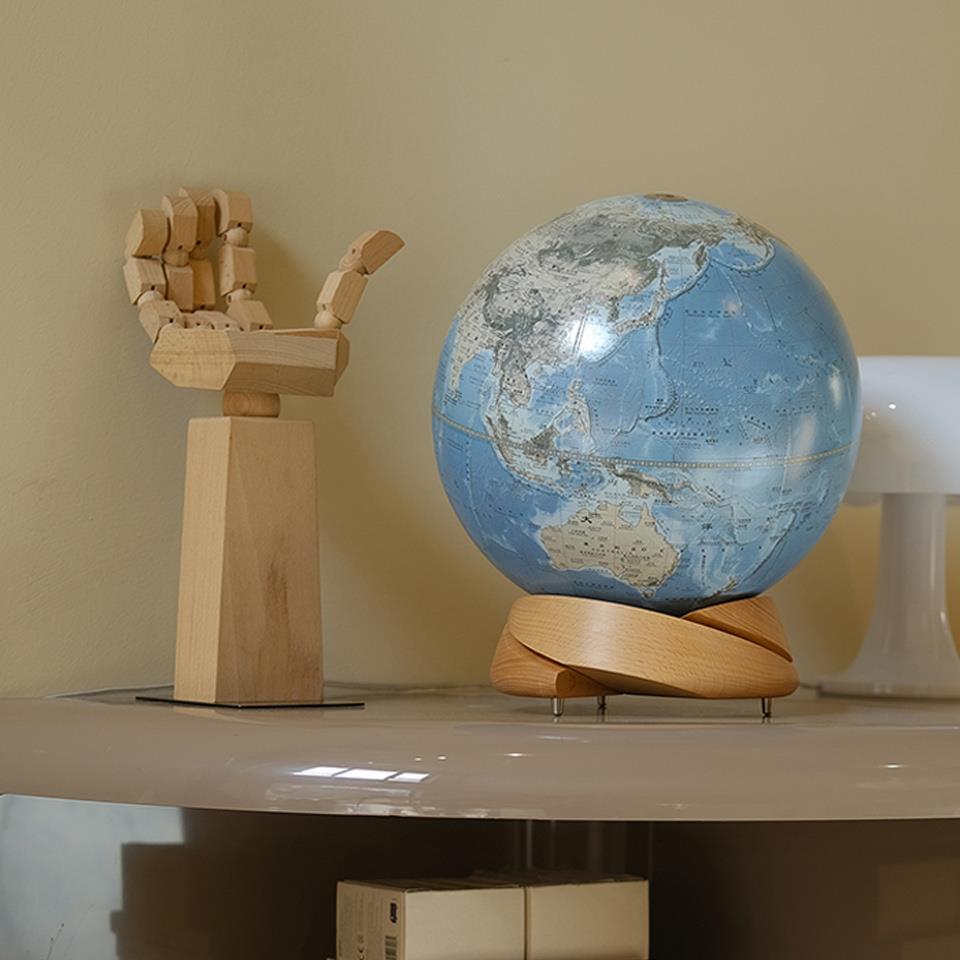 螺旋实木】宏微地球书房客厅办公室样板间地球仪摆件开业乔迁礼品