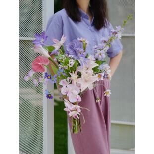 多巴胺桃可可人造花花束手持花丝质花客厅插花餐桌家装装饰