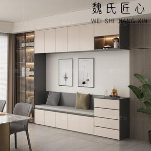 卡座餐边柜一体柜餐厅靠墙餐桌客厅家用酒柜储物柜实木定制置物柜