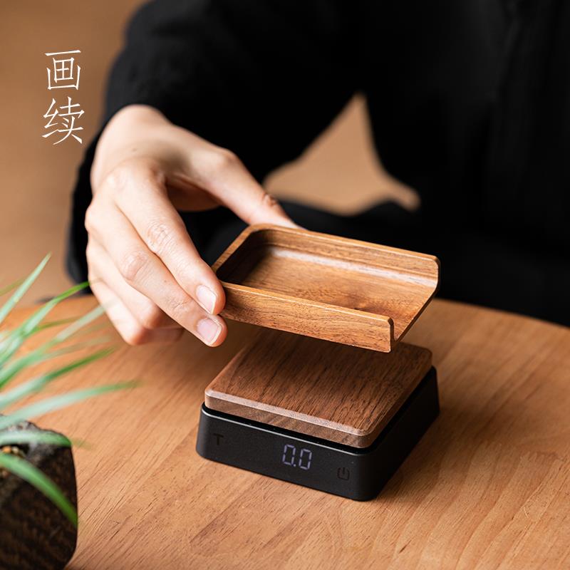 画续胡桃木茶叶称克电子秤量茶称专用电子秤迷你称克小型无量茶则