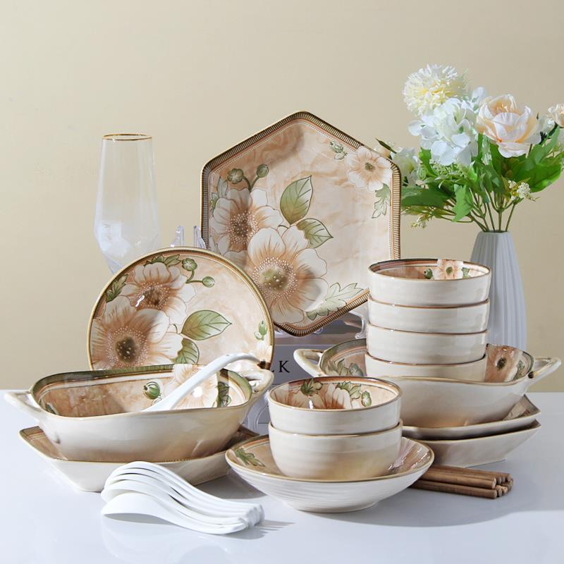 碗碟套装家用高级感2-6人用网红陶瓷餐具盘子碗组合2025新款创意